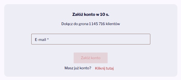 Rejestracja konta - wpisz adres email